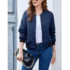 image:imageZeagoo Womens Bomber Jacket Casual Coat Zip Up Spring Fall Clothes with Pockets SXXLZnavy Blue