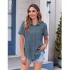 image:imageZeagoo Womens Button Down Shirt Bust Pocket Short Sleeve Blouses Business Casual Work Tops Summer OutfitsDark Denim Blue