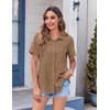 image:imageZeagoo Womens Button Down Shirt Bust Pocket Short Sleeve Blouses Business Casual Work Tops Summer OutfitsTan