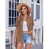 image:imageZeagoo Womens Button Down Shirt Bust Pocket Short Sleeve Blouses Business Casual Work Tops Summer OutfitsTan