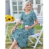 image:imageZeagoo Womens Casual Dresses for Summer Short Sleeve Flare Midi Dress Loose Beach Sundress Pleated Front Dress with PocketsGreen Sf237