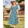 image:imageZeagoo Womens Casual Dresses for Summer Short Sleeve Flare Midi Dress Loose Beach Sundress Pleated Front Dress with PocketsGreen Sf237