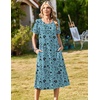 image:imageZeagoo Womens Casual Dresses for Summer Short Sleeve Flare Midi Dress Loose Beach Sundress Pleated Front Dress with PocketsGreen Sf237