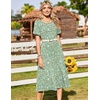 image:imageZeagoo Womens Casual Dresses for Summer Short Sleeve Flare Midi Dress Loose Beach Sundress Pleated Front Dress with PocketsGreen Xh534