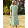 image:imageZeagoo Womens Casual Dresses for Summer Short Sleeve Flare Midi Dress Loose Beach Sundress Pleated Front Dress with PocketsGreen Xh534