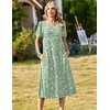 image:imageZeagoo Womens Casual Dresses for Summer Short Sleeve Flare Midi Dress Loose Beach Sundress Pleated Front Dress with PocketsGreen Xh534