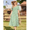 image:imageZeagoo Womens Casual Dresses for Summer Short Sleeve Flare Midi Dress Loose Beach Sundress Pleated Front Dress with PocketsGreen Xh534