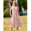 image:imageZeagoo Womens Casual Dresses for Summer Short Sleeve Flare Midi Dress Loose Beach Sundress Pleated Front Dress with PocketsPink Jh1