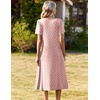 image:imageZeagoo Womens Casual Dresses for Summer Short Sleeve Flare Midi Dress Loose Beach Sundress Pleated Front Dress with PocketsPink Jh1