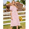 image:imageZeagoo Womens Casual Dresses for Summer Short Sleeve Flare Midi Dress Loose Beach Sundress Pleated Front Dress with PocketsPink Xh530