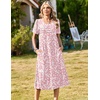 image:imageZeagoo Womens Casual Dresses for Summer Short Sleeve Flare Midi Dress Loose Beach Sundress Pleated Front Dress with PocketsPink Xh530