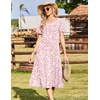 image:imageZeagoo Womens Casual Dresses for Summer Short Sleeve Flare Midi Dress Loose Beach Sundress Pleated Front Dress with PocketsPink Xh530
