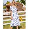 image:imageZeagoo Womens Casual Dresses for Summer Short Sleeve Flare Midi Dress Loose Beach Sundress Pleated Front Dress with PocketsWhite Dh342