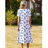 image:imageZeagoo Womens Casual Dresses for Summer Short Sleeve Flare Midi Dress Loose Beach Sundress Pleated Front Dress with PocketsWhite Dh342