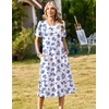 image:imageZeagoo Womens Casual Dresses for Summer Short Sleeve Flare Midi Dress Loose Beach Sundress Pleated Front Dress with PocketsWhite Dh342