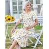 image:imageZeagoo Womens Casual Dresses for Summer Short Sleeve Flare Midi Dress Loose Beach Sundress Pleated Front Dress with PocketsWhite Xh403