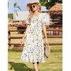 image:imageZeagoo Womens Casual Dresses for Summer Short Sleeve Flare Midi Dress Loose Beach Sundress Pleated Front Dress with PocketsWhite Xh403