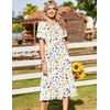 image:imageZeagoo Womens Casual Dresses for Summer Short Sleeve Flare Midi Dress Loose Beach Sundress Pleated Front Dress with PocketsWhite Xh403