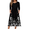 image:imageZeagoo 34 Sleeve Womens Dress Casual Flowy ALine Midi Tshirt Dresses with Pockets Crewneck Vocation Boho Beach SundressBlack Floral
