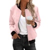 image:imageZeagoo Womens Bomber Jacket Casual Coat Zip Up Spring Fall Clothes with Pockets SXXLApink