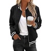 image:imageZeagoo Womens Bomber Jacket Casual Coat Zip Up Spring Fall Clothes with Pockets SXXLBlack Stripes