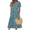 image:imageZeagoo Womens Casual Dresses for Summer Short Sleeve Flare Midi Dress Loose Beach Sundress Pleated Front Dress with PocketsGreen Sf237