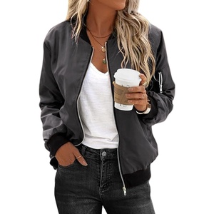 image:imageZeagoo Womens Bomber Jacket Casual Coat Zip Up Spring Fall Clothes with Pockets SXXLAgrey