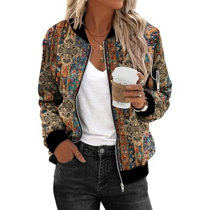 image:imageZeagoo Womens Bomber Jacket Casual Coat Zip Up Spring Fall Clothes with Pockets SXXLMulticolor