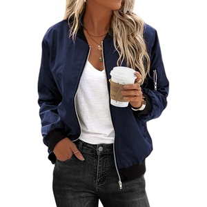 image:imageZeagoo Womens Bomber Jacket Casual Coat Zip Up Spring Fall Clothes with Pockets SXXLNavy Blue