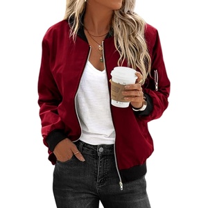 image:imageZeagoo Womens Bomber Jacket Casual Coat Zip Up Spring Fall Clothes with Pockets SXXLWine Red