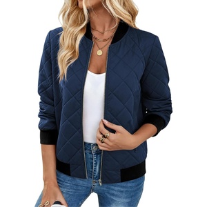 image:imageZeagoo Womens Bomber Jacket Casual Coat Zip Up Spring Fall Clothes with Pockets SXXLZnavy Blue