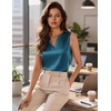 image:imageZeagoo Silk Satin Tank Tops for Women V Neck Business Work Blouses Summer Dressy Casual Sleeveless ShirtsBlue Green