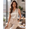 image:imageZeagoo Silk Satin Tank Tops for Women V Neck Business Work Blouses Summer Dressy Casual Sleeveless ShirtsLight Champagne