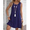 image:imageZeagoo Summer Dresses for Women 2026 Sleeveless Casual Floral Tshirt Sundress with Pockets Loose Tank Beach DressNavy Blue