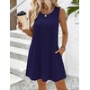 image:imageZeagoo Summer Dresses for Women 2026 Sleeveless Casual Floral Tshirt Sundress with Pockets Loose Tank Beach DressNavy Blue