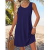 image:imageZeagoo Summer Dresses for Women 2026 Sleeveless Casual Floral Tshirt Sundress with Pockets Loose Tank Beach DressNavy Blue