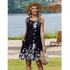 image:imageZeagoo Summer Dresses for Women 2026 Sleeveless Casual Floral Tshirt Sundress with Pockets Loose Tank Beach DressNavy Blue Floral