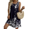 image:imageZeagoo Summer Dresses for Women 2026 Sleeveless Casual Floral Tshirt Sundress with Pockets Loose Tank Beach DressNavy Blue Floral