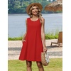 image:imageZeagoo Summer Dresses for Women 2026 Sleeveless Casual Floral Tshirt Sundress with Pockets Loose Tank Beach DressRed