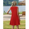 image:imageZeagoo Summer Dresses for Women 2026 Sleeveless Casual Floral Tshirt Sundress with Pockets Loose Tank Beach DressRed