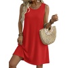 image:imageZeagoo Summer Dresses for Women 2026 Sleeveless Casual Floral Tshirt Sundress with Pockets Loose Tank Beach DressRed