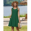 image:imageZeagoo Summer Dresses for Women 2026 Sleeveless Casual Floral Tshirt Sundress with Pockets Loose Tank Beach DressSolid Green
