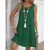 image:imageZeagoo Summer Dresses for Women 2026 Sleeveless Casual Floral Tshirt Sundress with Pockets Loose Tank Beach DressSolid Green