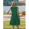image:imageZeagoo Summer Dresses for Women 2026 Sleeveless Casual Floral Tshirt Sundress with Pockets Loose Tank Beach DressSolid Green