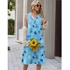 image:imageZeagoo Sundresses Dresses for Women 2026 Summer Sleeveless V Neck Casual Midi Tank Beach Vacation Dresses with PocketsBlue Leaf White