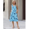 image:imageZeagoo Sundresses Dresses for Women 2026 Summer Sleeveless V Neck Casual Midi Tank Beach Vacation Dresses with PocketsBlue Leaf White