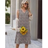 image:imageZeagoo Sundresses Dresses for Women 2026 Summer Sleeveless V Neck Casual Midi Tank Beach Vacation Dresses with PocketsBrown Dot