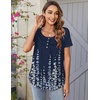 image:imageZeagoo Women Tunic Tops Dressy Casual Summer Short Sleeve Shirts Floral Loose Fit Pleated Boho Top SXXLSf119 Navy Blue Flowers