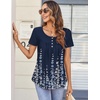 image:imageZeagoo Women Tunic Tops Dressy Casual Summer Short Sleeve Shirts Floral Loose Fit Pleated Boho Top SXXLSf119 Navy Blue Flowers