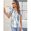 image:imageZeagoo Women Tunic Tops Dressy Casual Summer Short Sleeve Shirts Floral Loose Fit Pleated Boho Top SXXLZr229 White Blue